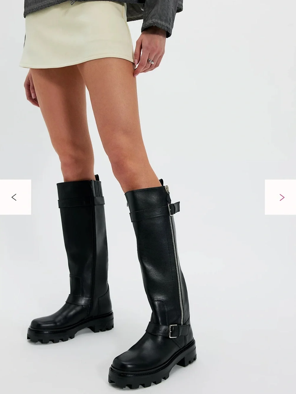 Jeffrey Campbell Just. Crush 2 sided ZipBlack Knee-High Lug Sole Boots - Women's
